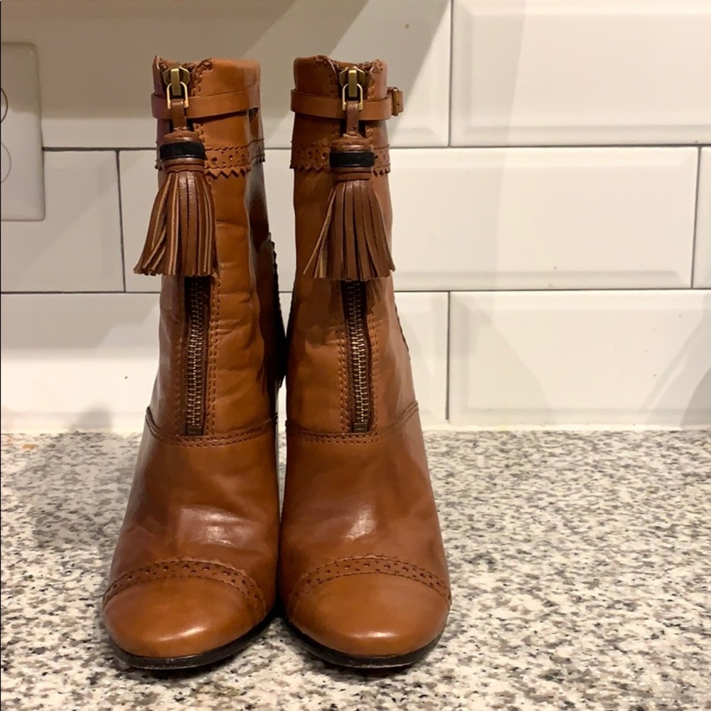 Tory Burch brown tassel booties size 5.5